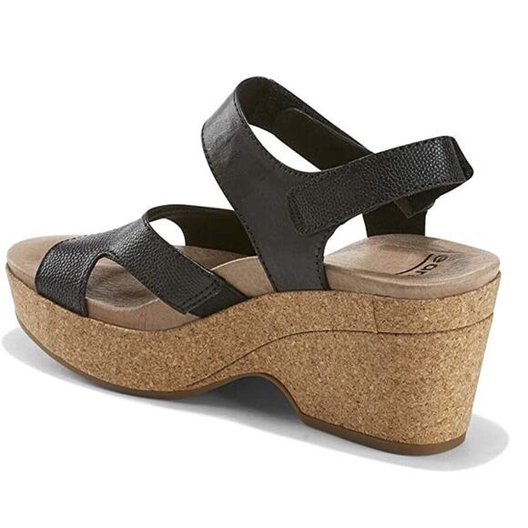 Earth Sandals Dark Academia Size 11 Khaya Kella Leather Open Toe Platform Black - Picture 3 of 8